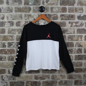 Air Jordan Black & White Color Block Pink Long Sleeve Shirt Youth Girls XXL